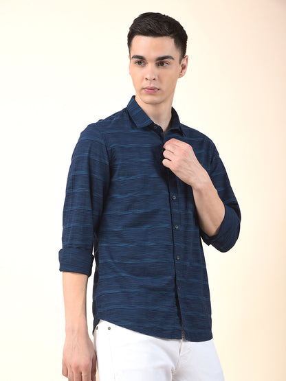 Casual Shirt for Men | Breathable & Soft with Color Fastness Slim Cotton Fabric Striped Pattern