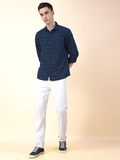 Casual Shirt for Men | Breathable & Soft with Color Fastness Slim Cotton Fabric Striped Pattern