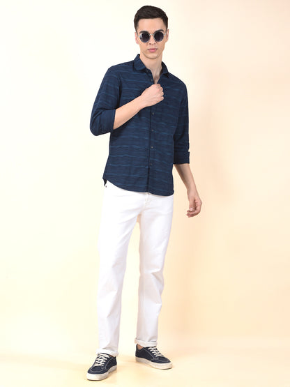 Casual Shirt for Men | Breathable & Soft with Color Fastness Slim Cotton Fabric Striped Pattern