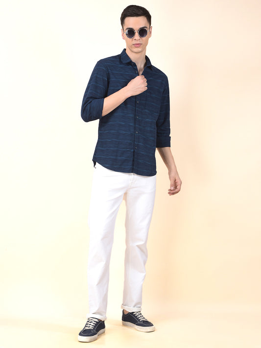 Casual Shirt for Men | Breathable & Soft with Color Fastness Slim Cotton Fabric Striped Pattern