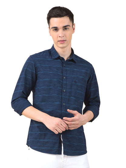 Casual Shirt for Men | Breathable & Soft with Color Fastness Slim Cotton Fabric Striped Pattern