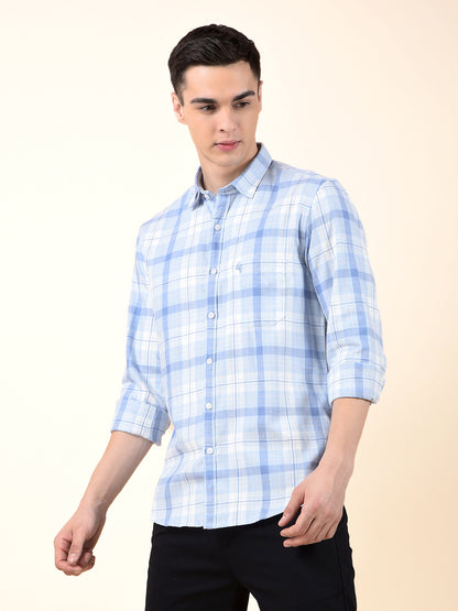 Casual Shirt for Men | Breathable & Soft with Color Fastness Slim Cotton Fabric Check Pattern
