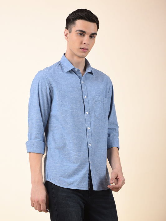 Casual Shirt for Men | Breathable & Soft with Color Fastness Slim Cotton Fabric Solid Pattern