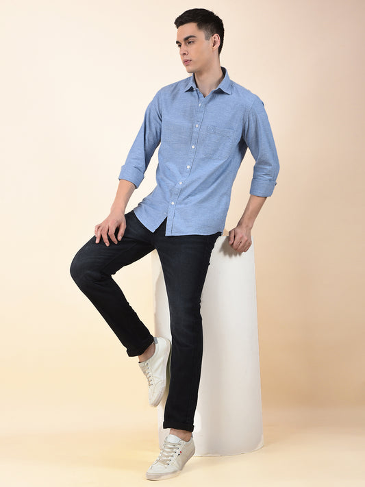 Casual Shirt for Men | Breathable & Soft with Color Fastness Slim Cotton Fabric Solid Pattern