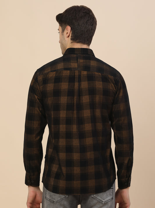 Casual Shirt for Men | Breathable & Soft with Color Fastness Regular Fit Spread Collar Neck Cotton Fabric Check Pattern