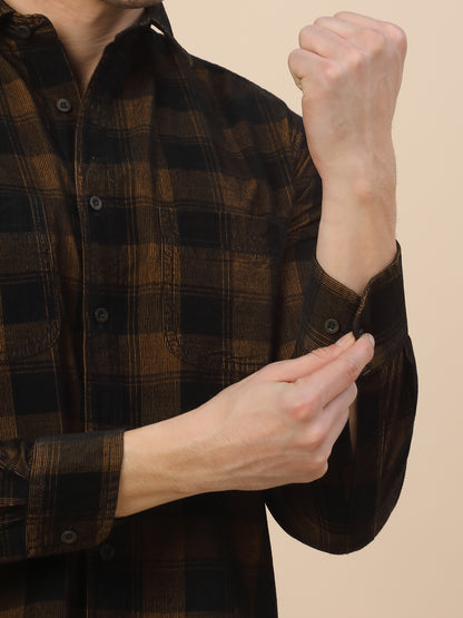 Casual Shirt for Men | Breathable & Soft with Color Fastness Regular Fit Spread Collar Neck Cotton Fabric Check Pattern