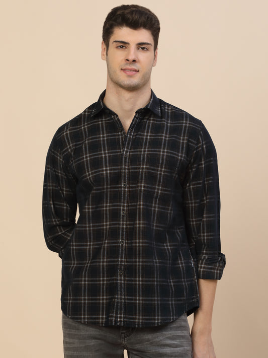 Casual Shirt for Men | Breathable & Soft with Color Fastness Regular Fit Spread Collar Neck Cotton Fabric Check Pattern