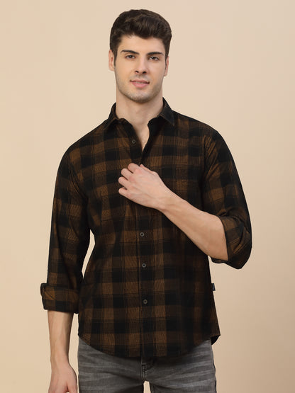 Casual Shirt for Men | Breathable & Soft with Color Fastness Regular Fit Spread Collar Neck Cotton Fabric Check Pattern
