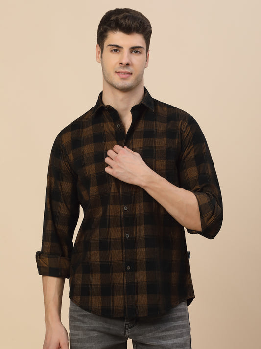 Casual Shirt for Men | Breathable & Soft with Color Fastness Regular Fit Spread Collar Neck Cotton Fabric Check Pattern