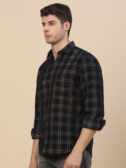 Casual Shirt for Men | Breathable & Soft with Color Fastness Regular Fit Spread Collar Neck Cotton Fabric Check Pattern