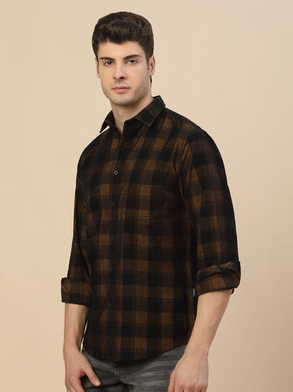 Casual Shirt for Men | Breathable & Soft with Color Fastness Regular Fit Spread Collar Neck Cotton Fabric Check Pattern