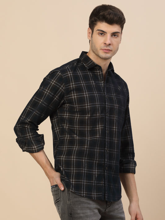 Casual Shirt for Men | Breathable & Soft with Color Fastness Regular Fit Spread Collar Neck Cotton Fabric Check Pattern