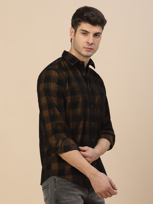 Casual Shirt for Men | Breathable & Soft with Color Fastness Regular Fit Spread Collar Neck Cotton Fabric Check Pattern