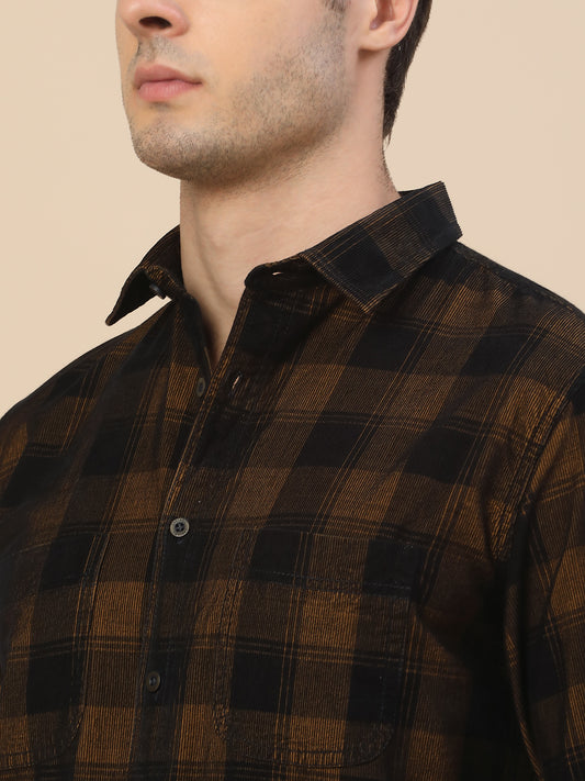 Casual Shirt for Men | Breathable & Soft with Color Fastness Regular Fit Spread Collar Neck Cotton Fabric Check Pattern
