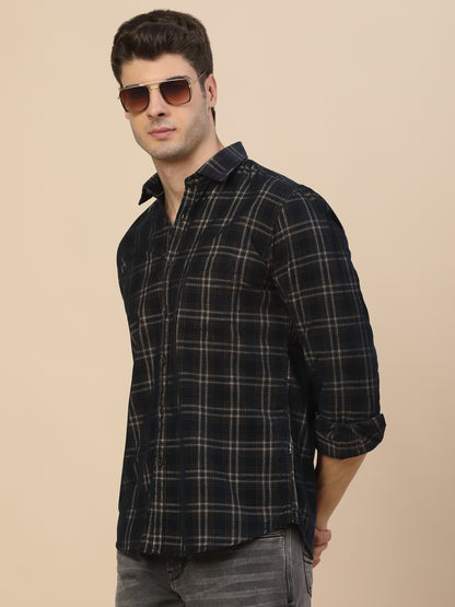 Casual Shirt for Men | Breathable & Soft with Color Fastness Regular Fit Spread Collar Neck Cotton Fabric Check Pattern
