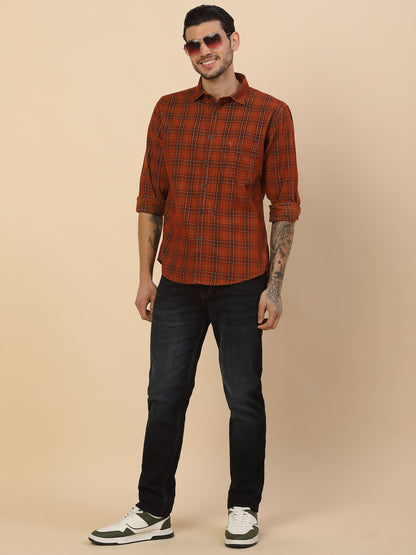 Men's Stylish Checkered Casual Shirt | Regular Fit | Full Sleeve | Pure Cotton | Smart Casual Wear