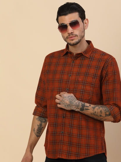 Men's Stylish Checkered Casual Shirt | Regular Fit | Full Sleeve | Pure Cotton | Smart Casual Wear