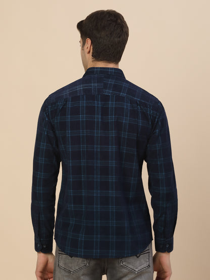 Casual Shirt for Men | Breathable & Soft with Color Fastness Regular Fit Spread Collar Neck Cotton Fabric Check Pattern