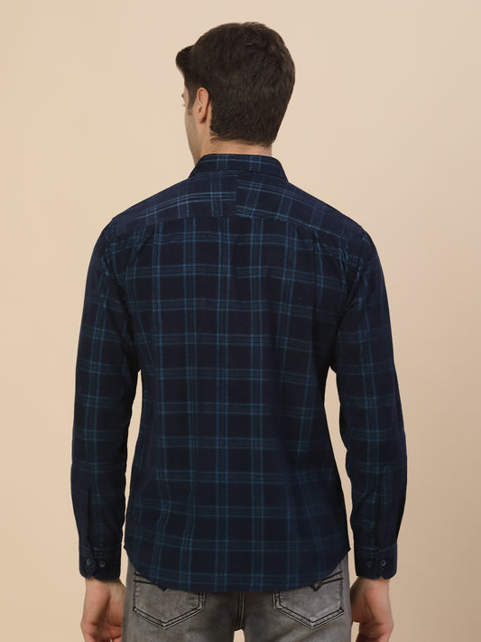 Casual Shirt for Men | Breathable & Soft with Color Fastness Regular Fit Spread Collar Neck Cotton Fabric Check Pattern