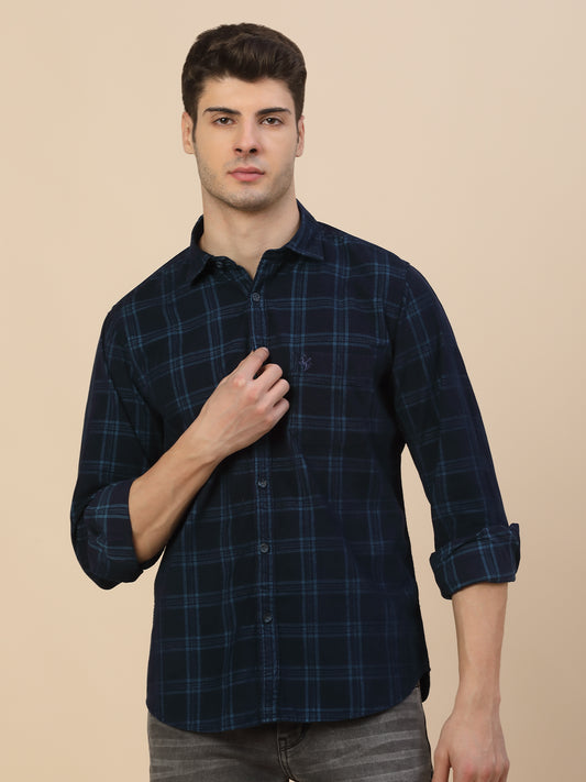 Casual Shirt for Men | Breathable & Soft with Color Fastness Regular Fit Spread Collar Neck Cotton Fabric Check Pattern