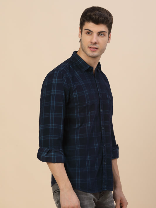 Casual Shirt for Men | Breathable & Soft with Color Fastness Regular Fit Spread Collar Neck Cotton Fabric Check Pattern