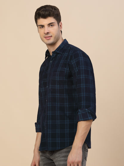 Casual Shirt for Men | Breathable & Soft with Color Fastness Regular Fit Spread Collar Neck Cotton Fabric Check Pattern