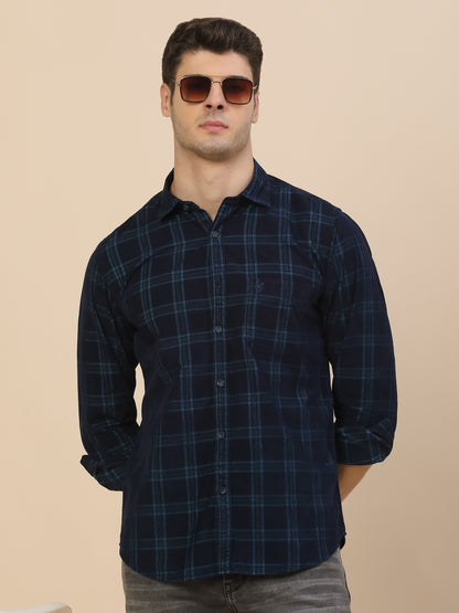 Casual Shirt for Men | Breathable & Soft with Color Fastness Regular Fit Spread Collar Neck Cotton Fabric Check Pattern