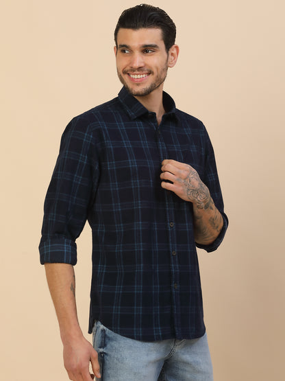 Men's Stylish Checkered Casual Shirt | Regular Fit | Full Sleeve | Pure Cotton | Smart Casual Wear