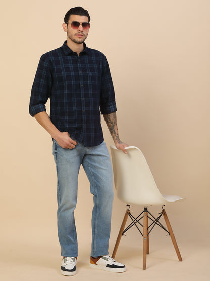 Men's Stylish Checkered Casual Shirt | Regular Fit | Full Sleeve | Pure Cotton | Smart Casual Wear