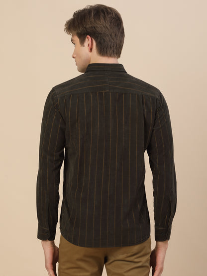 Casual Shirt for Men | Breathable & Soft with Color Fastness Regular Fit Spread Collar Neck Cotton Fabric Striped Pattern