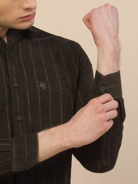 Casual Shirt for Men | Breathable & Soft with Color Fastness Regular Fit Spread Collar Neck Cotton Fabric Striped Pattern