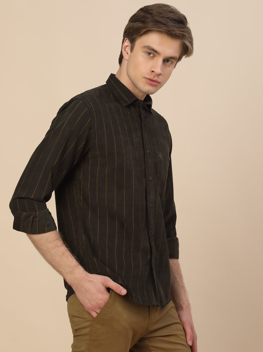 Casual Shirt for Men | Breathable & Soft with Color Fastness Regular Fit Spread Collar Neck Cotton Fabric Striped Pattern