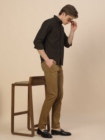 Casual Shirt for Men | Breathable & Soft with Color Fastness Regular Fit Spread Collar Neck Cotton Fabric Striped Pattern