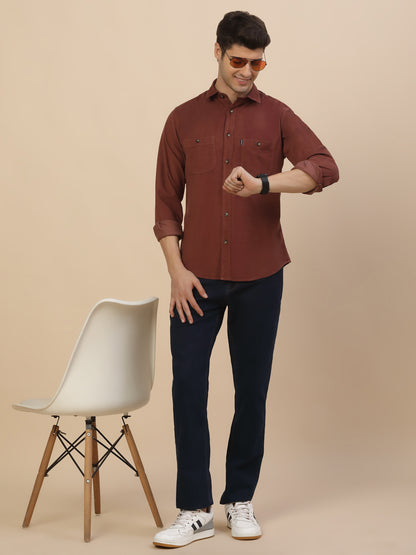 Casual Shirt for Men | Breathable & Soft with Color Fastness Regular Fit Spread Collar Neck Cotton Fabric Solid Pattern