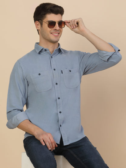 Casual Shirt for Men | Breathable & Soft with Color Fastness Regular Fit Spread Collar Neck Cotton Fabric Solid Pattern