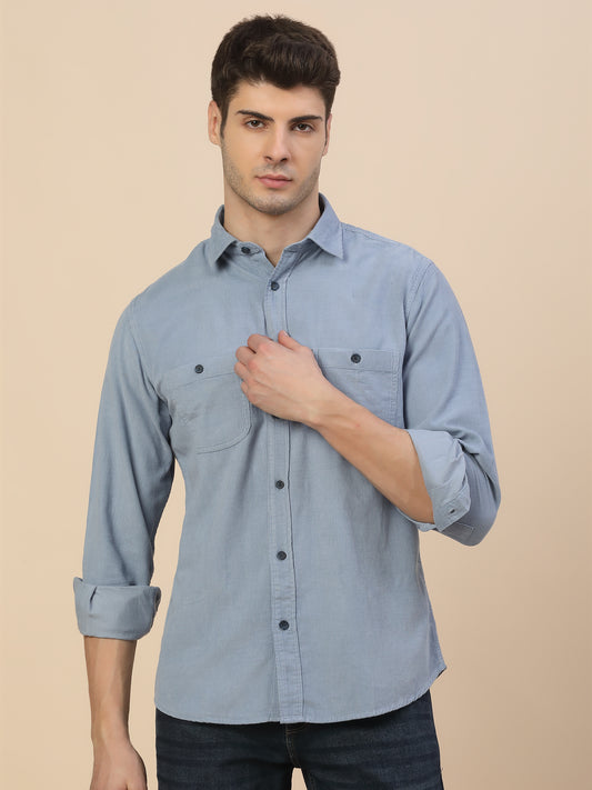 Casual Shirt for Men | Breathable & Soft with Color Fastness Regular Fit Spread Collar Neck Cotton Fabric Solid Pattern