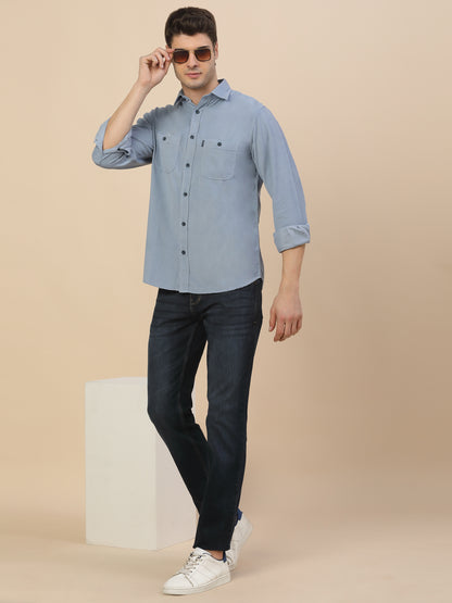 Casual Shirt for Men | Breathable & Soft with Color Fastness Regular Fit Spread Collar Neck Cotton Fabric Solid Pattern
