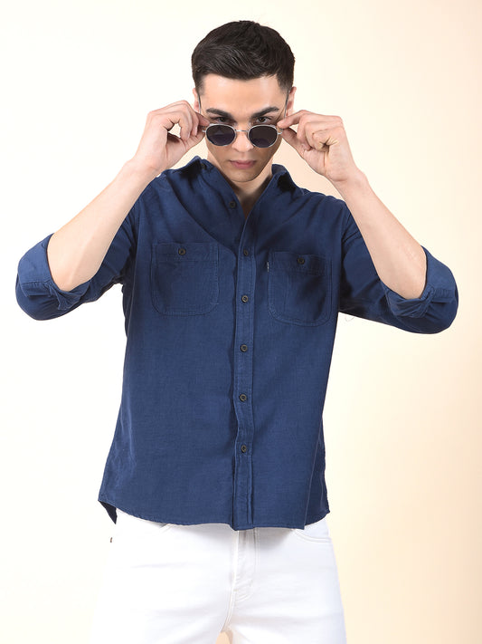 Casual Shirt for Men | Breathable & Soft with Color Fastness Slim Cotton Fabric Solid Pattern