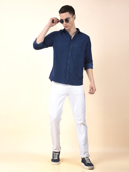 Casual Shirt for Men | Breathable & Soft with Color Fastness Slim Cotton Fabric Solid Pattern
