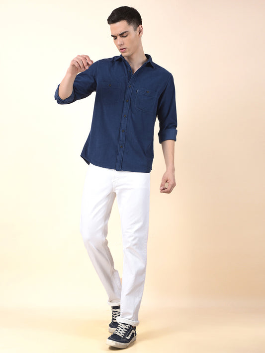 Casual Shirt for Men | Breathable & Soft with Color Fastness Slim Cotton Fabric Solid Pattern