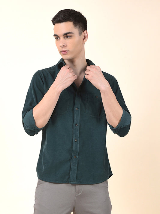 Casual Shirt for Men | Breathable & Soft with Color Fastness Slim Cotton Fabric Solid Pattern