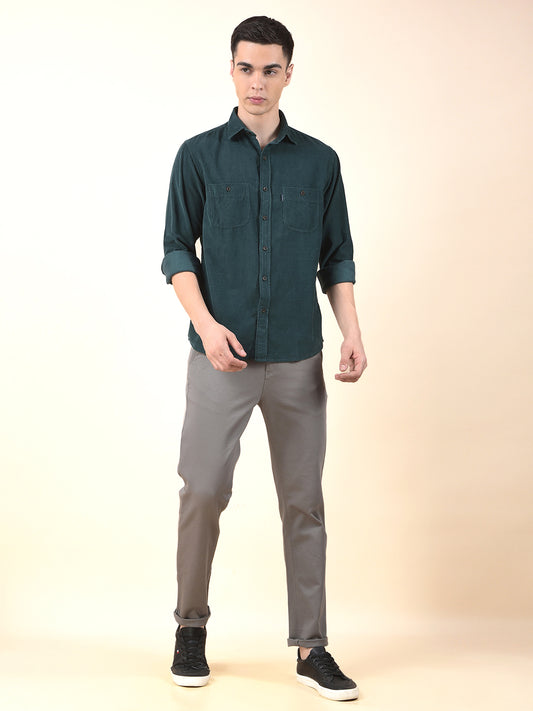 Casual Shirt for Men | Breathable & Soft with Color Fastness Slim Cotton Fabric Solid Pattern