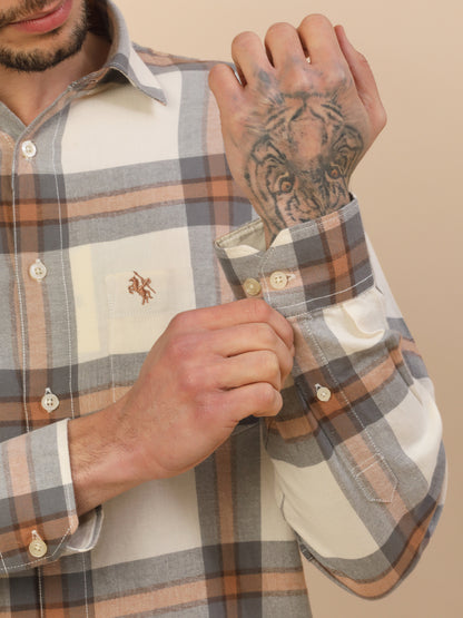 Men's Stylish Checkered Casual Shirt | Regular Fit | Full Sleeve | Pure Cotton | Smart Casual Wear