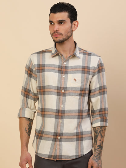 Men's Stylish Checkered Casual Shirt | Regular Fit | Full Sleeve | Pure Cotton | Smart Casual Wear