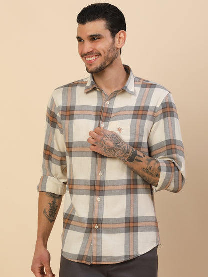 Men's Stylish Checkered Casual Shirt | Regular Fit | Full Sleeve | Pure Cotton | Smart Casual Wear