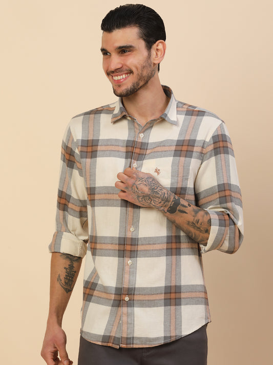 Men's Stylish Checkered Casual Shirt | Regular Fit | Full Sleeve | Pure Cotton | Smart Casual Wear