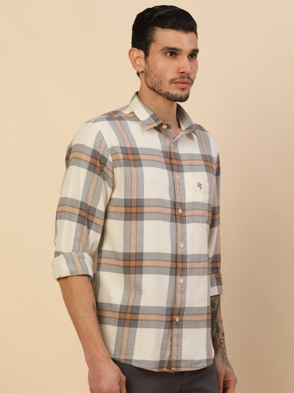 Men's Stylish Checkered Casual Shirt | Regular Fit | Full Sleeve | Pure Cotton | Smart Casual Wear