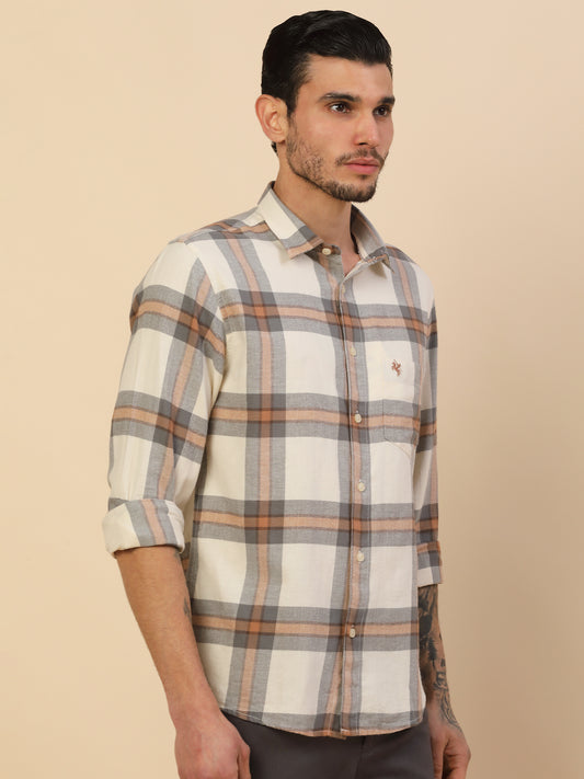 Men's Stylish Checkered Casual Shirt | Regular Fit | Full Sleeve | Pure Cotton | Smart Casual Wear