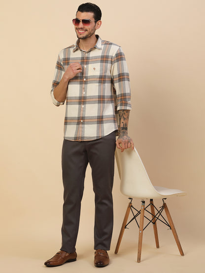 Men's Stylish Checkered Casual Shirt | Regular Fit | Full Sleeve | Pure Cotton | Smart Casual Wear