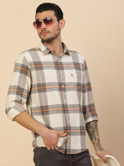 Men's Stylish Checkered Casual Shirt | Regular Fit | Full Sleeve | Pure Cotton | Smart Casual Wear